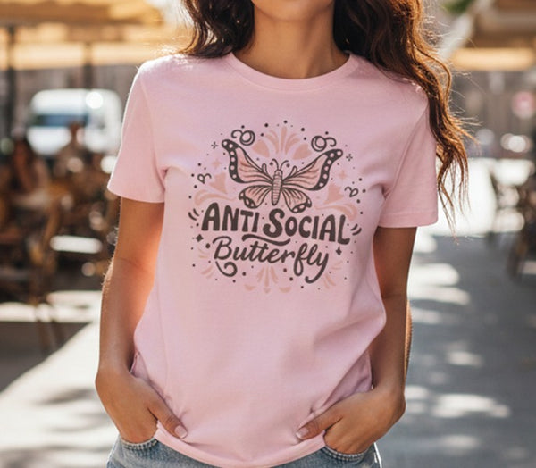 CENE Women's Anti social Butterfly Tee